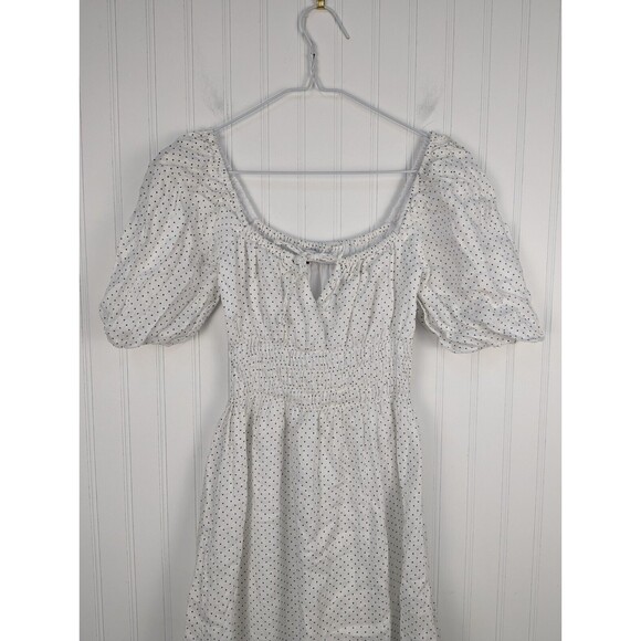 Faithfull the Brand linen White Midi Dress polka dot size 6 - Picture 4 of 14
